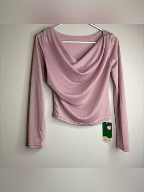 NWT HALARA Shimmery Light Pink Metallic Top XS‎